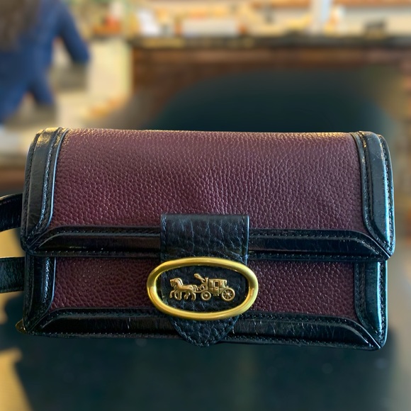 Coach Riley Convertible Bag Waist Belt Black Plum Pebbled Leather Bag - Picture 15 of 16